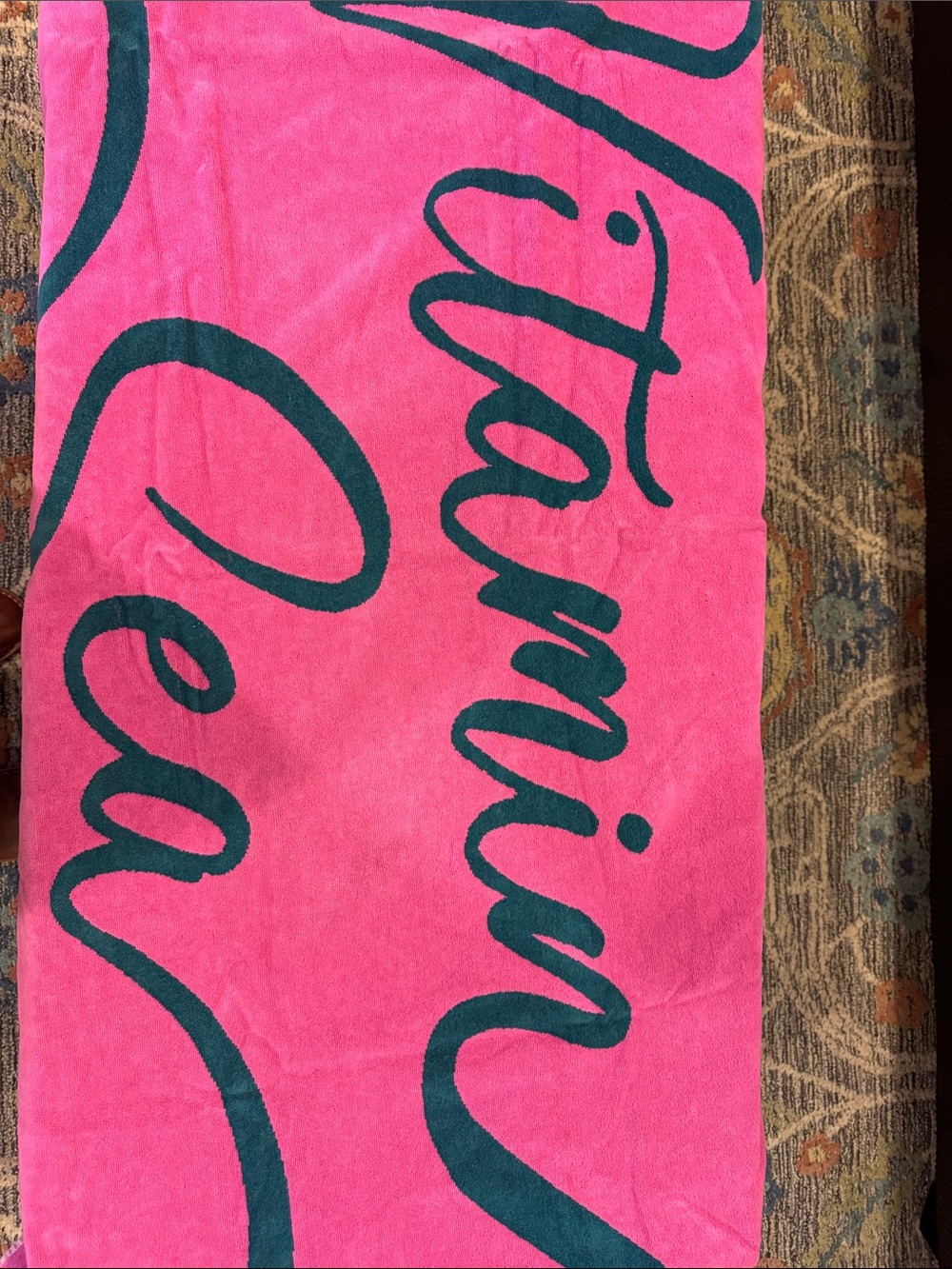 Anthropologie Pink and Teal Graphic Beach Towel